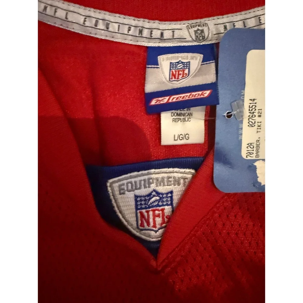 Reebok NFL New York Giants Tiki Barber 21 Jersey Red Vintage Mens Large - Picture 4 of 6